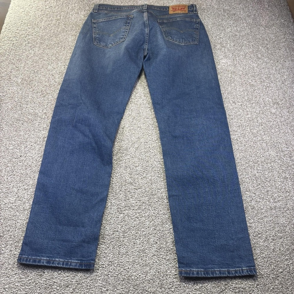 Levis 505 Jeans Mens 34x32 Blue Medium Wash Regular Straight Stretch Denim Pants - Picture 10 of 10
